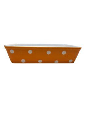 Polka Dot Signature Orange & White Ceramic Baking Dish - Dishwasher Microwave Ov